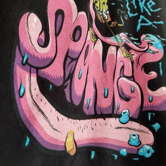 SPONGEBOB "Mind Like A Sponge" Short Sleeve Crewneck T-Shirt Black Sz M - Picture 4 of 10